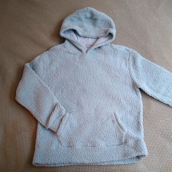 ❗ CLEARANCE ❗ kids Mint Green Hooded Sherpa Sweater Pocket Size XXL (14-16) - Picture 2 of 10
